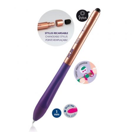 Milan Bolígrafo Stylus Copper con Puntero para Pantallas Táctiles, Surtido de 4 Colores (Expositor de 24 unidades)